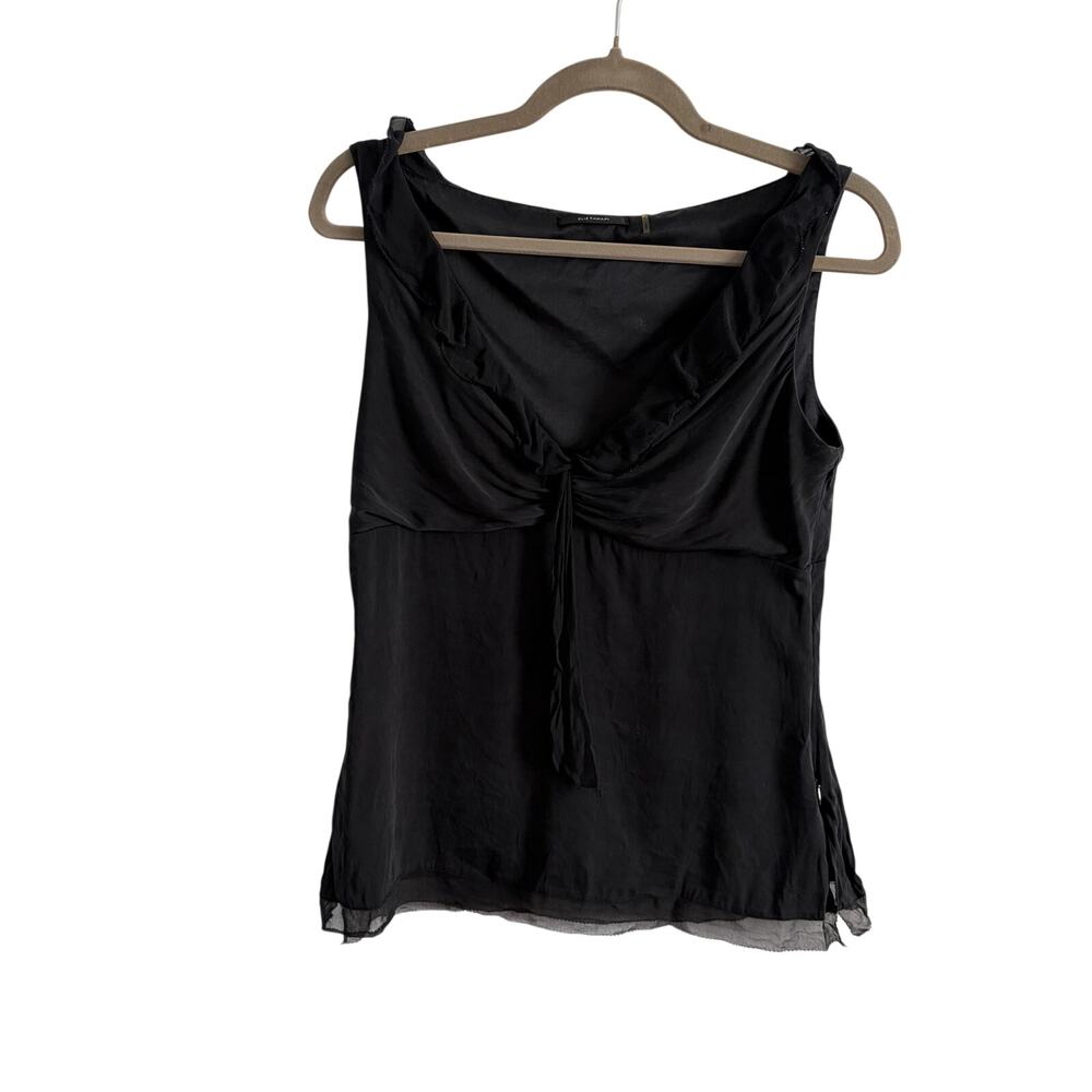 Elie Tahari Black Silk Sleeveless Blouse Women's Size Medium